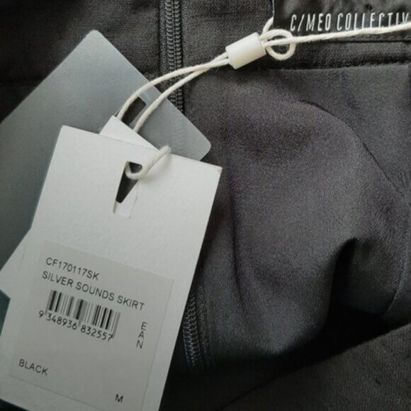 C/MEO / Collective Silver Bells Woven Texture Midi Length Skirt Black Sz M - Picture 14 of 16